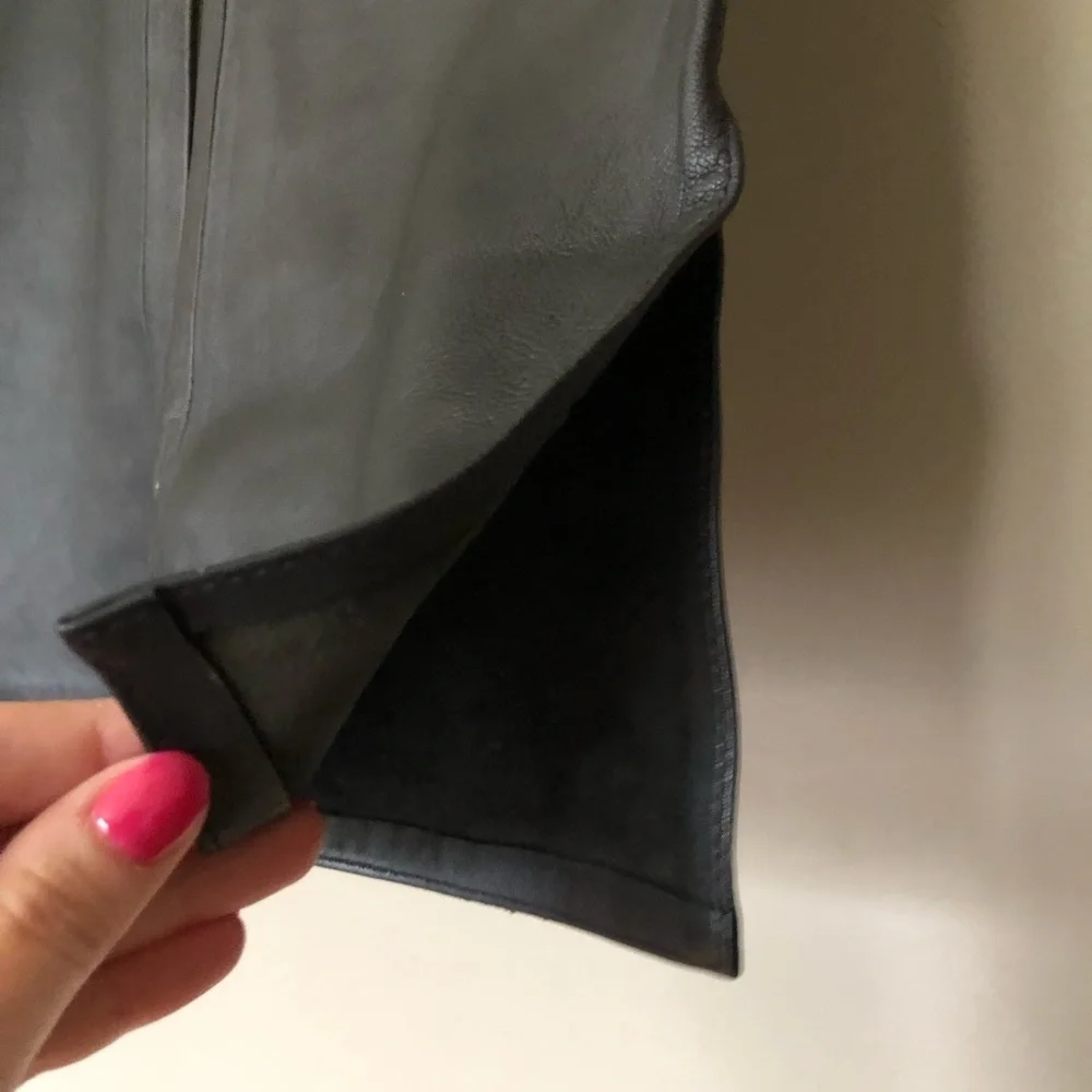 REM GARSON Vintage Black Leather Pants With Side Slits Size 10
